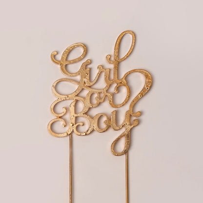Mettalic Gold (Girl or boy) cake topper